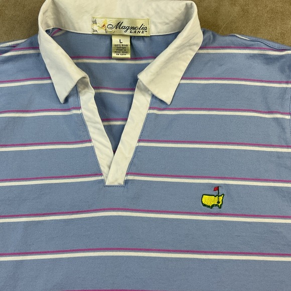 Magnolia Lane Masters Polo Shirt Golf Striped Short Sleeve Pima Cotton Women L - Picture 6 of 9